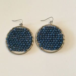 Large and Beautiful Teal and Gold Earrings