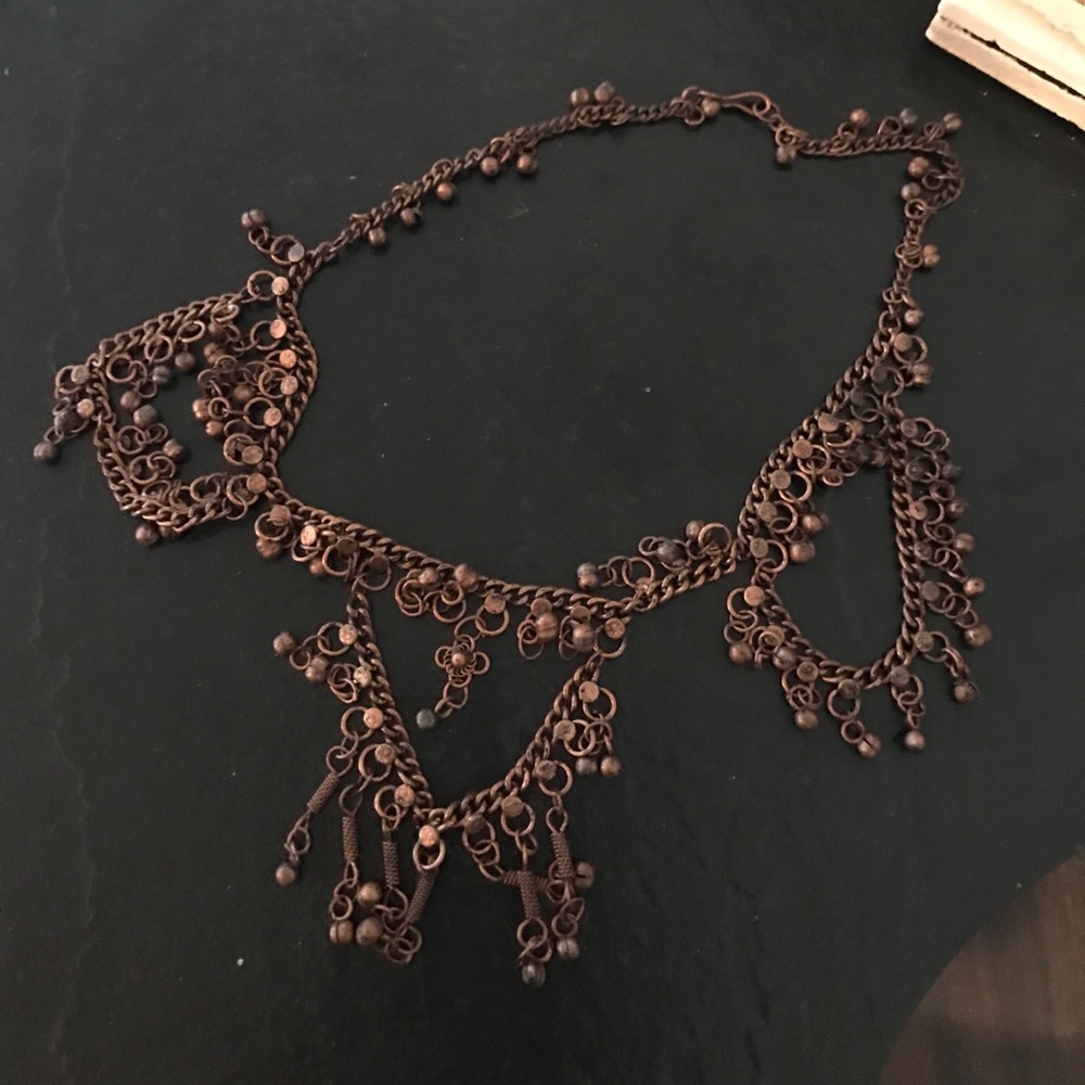Bronze gold tiered bell necklace!