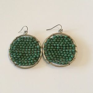 Gold and green earrings