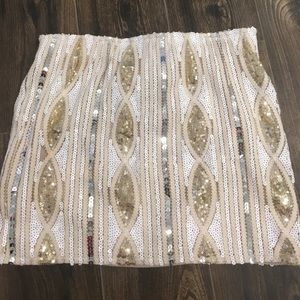 Sequin and crochet mini skirt