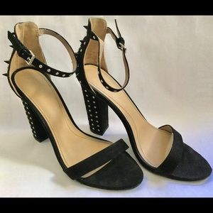 ZARA BLACK STUDDED STRAPPY SPIKE HEEL SANDALS