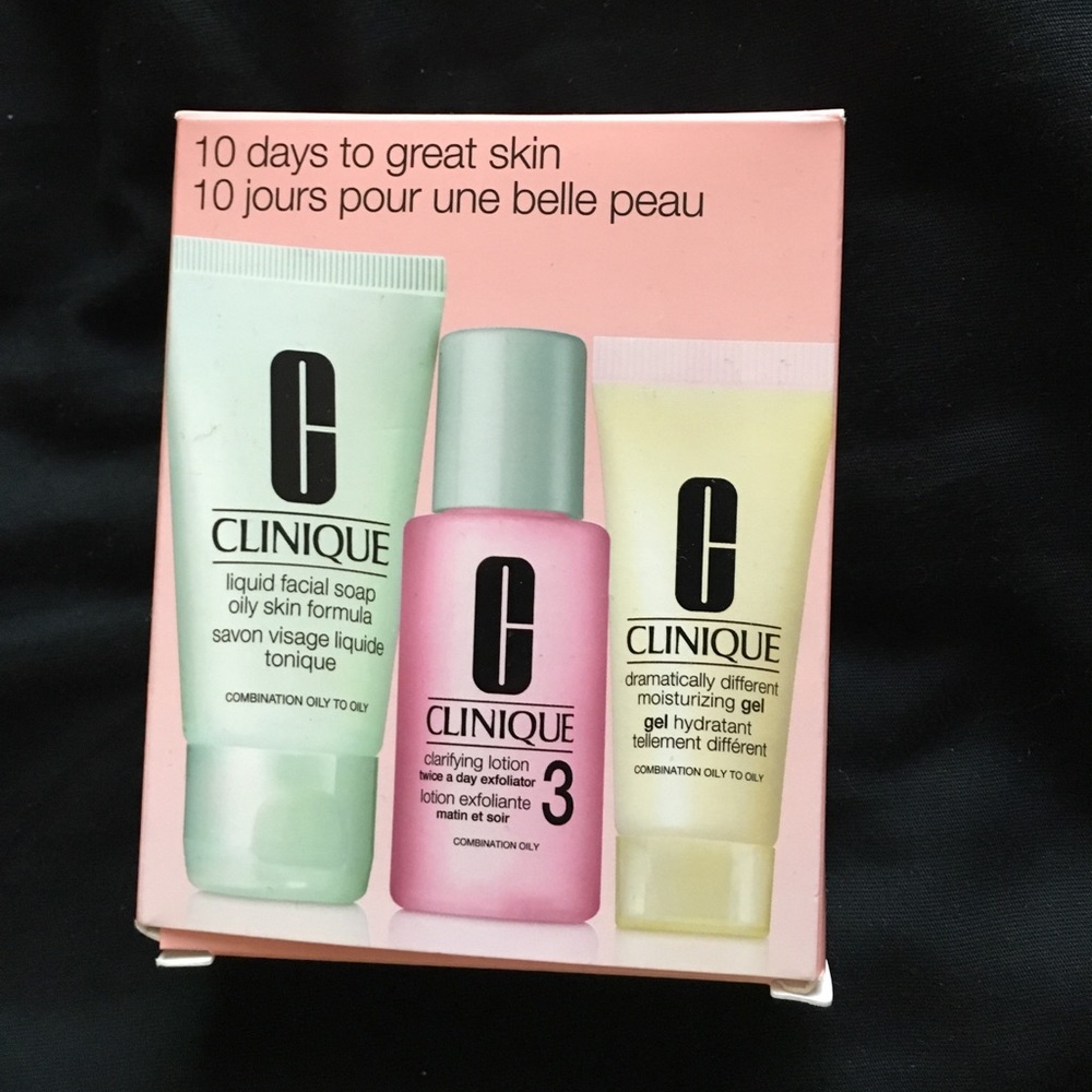 Clinique travel sized 3-step skin care system