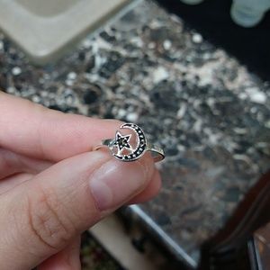 Sterling Silver moon and star ring