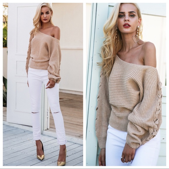 Braided Off Shoulder Sweater - Picture 3 of 6