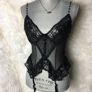 Sexy black Vintage lace lingerie see through
