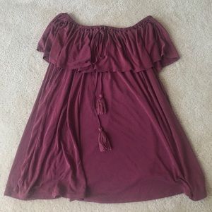 Burgundy off the shoulder dress