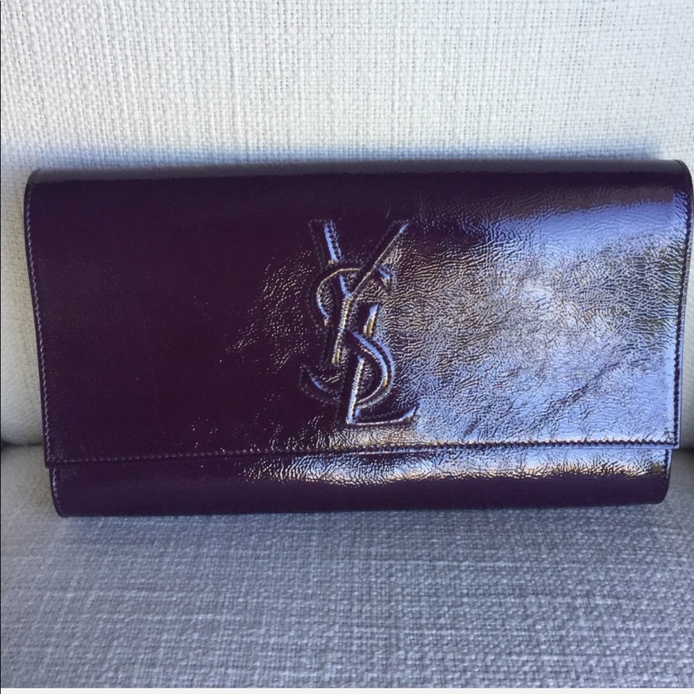 SAINT LAURENT PATENT LEATHER SAC DU JOUR CLUTCH