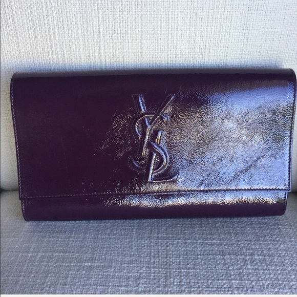 SAINT LAURENT PATENT LEATHER SAC DU JOUR CLUTCH - Picture 1 of 6