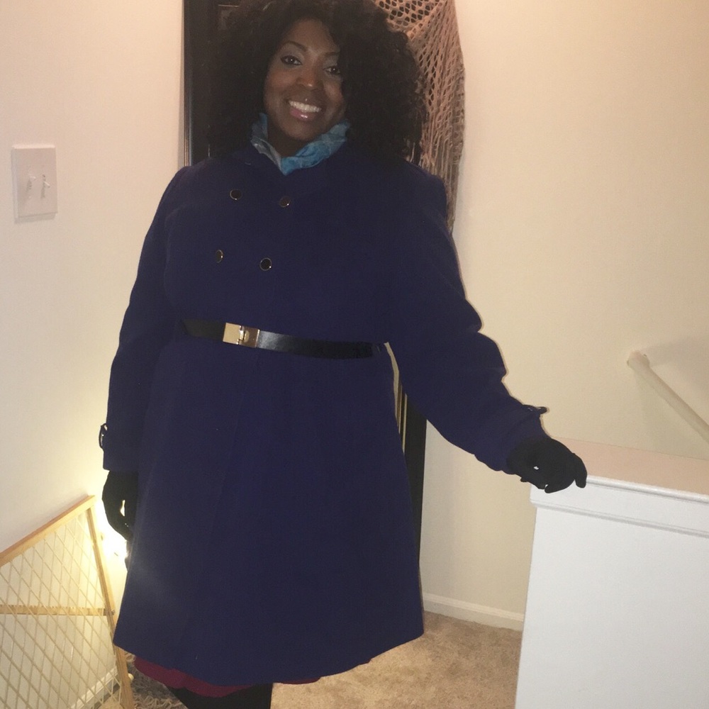 Nordstrom Navy Double Breasted Belted Coat