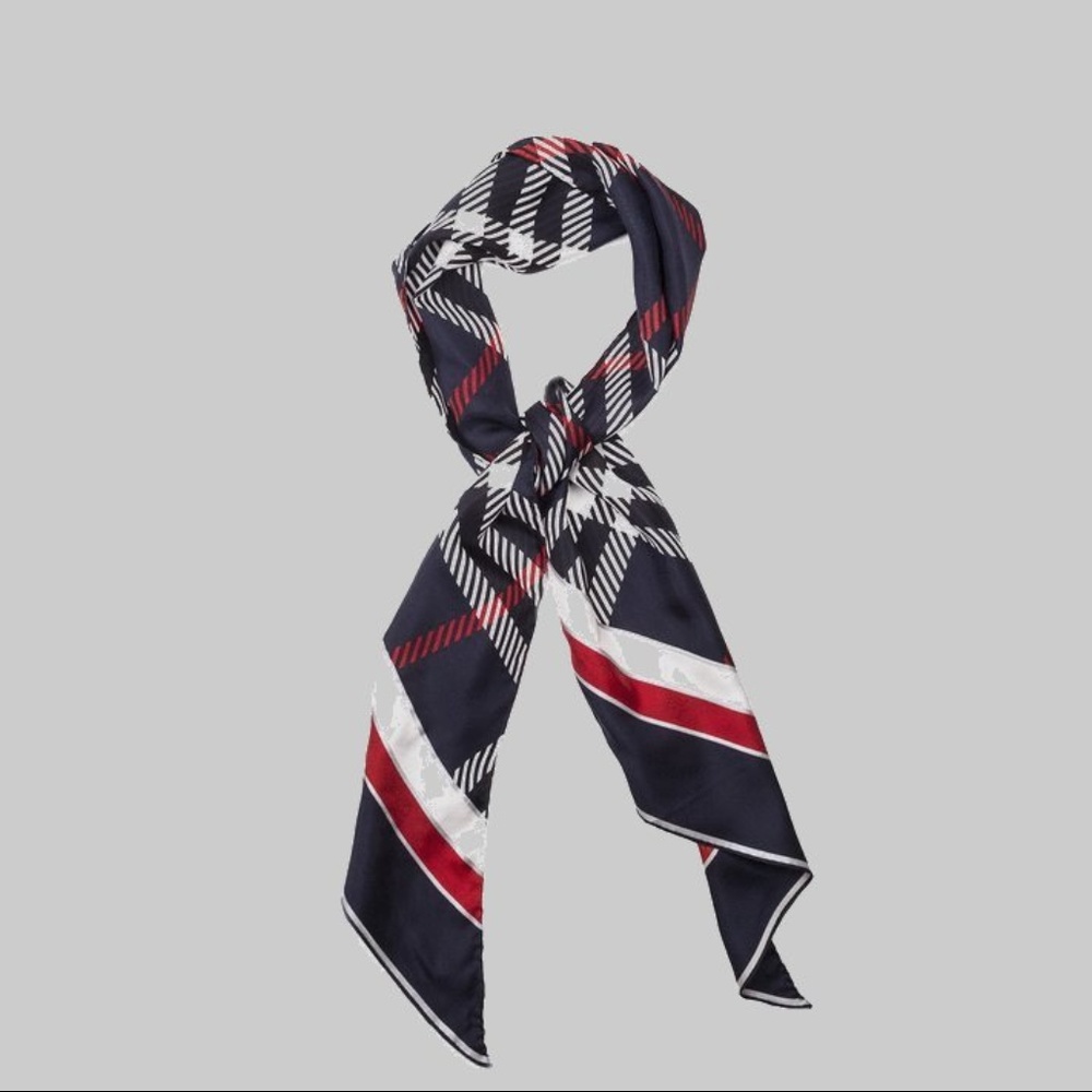 BURBERRY Check Print Silk Slim Scarf