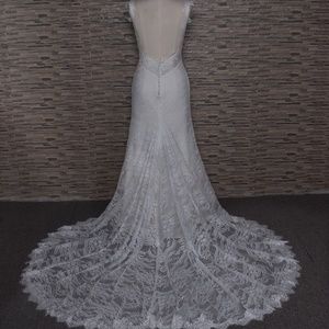 new Open back wedding dress with chapel train