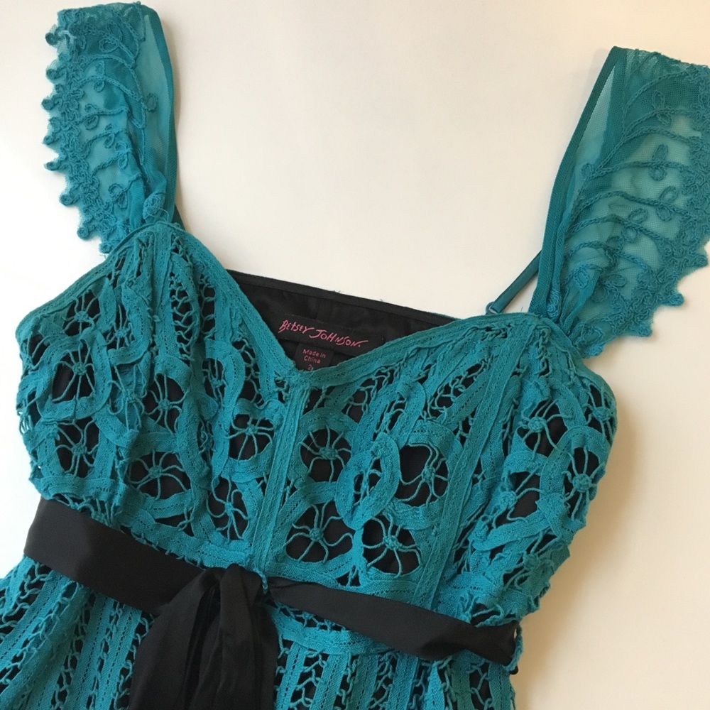 Teal Lace Betsey Johnson Cocktail Dress