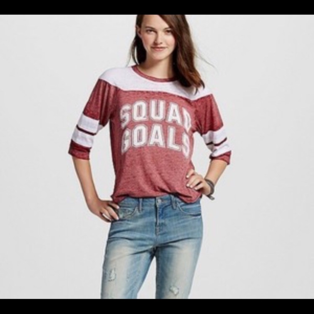 adorable  maroon and white “squad goals” T-shirt