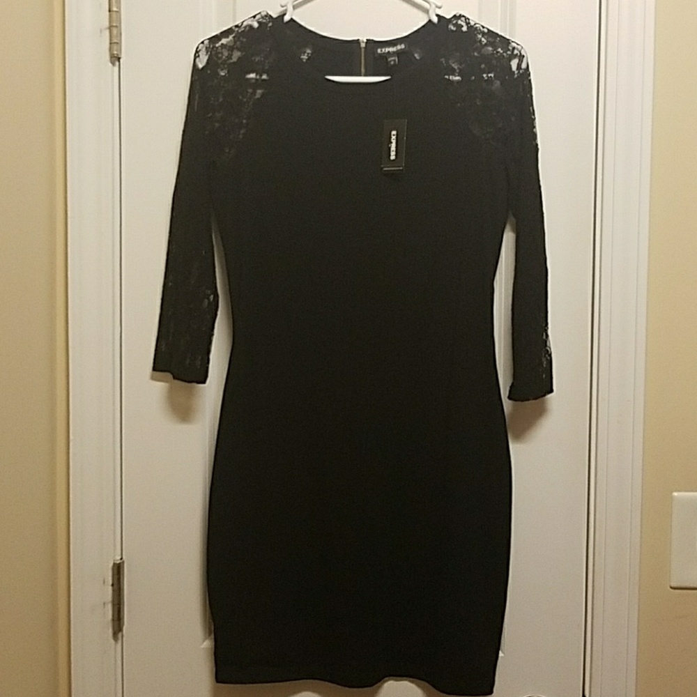 Express Lace Sleeve Fitted Dress Smoke Free Home