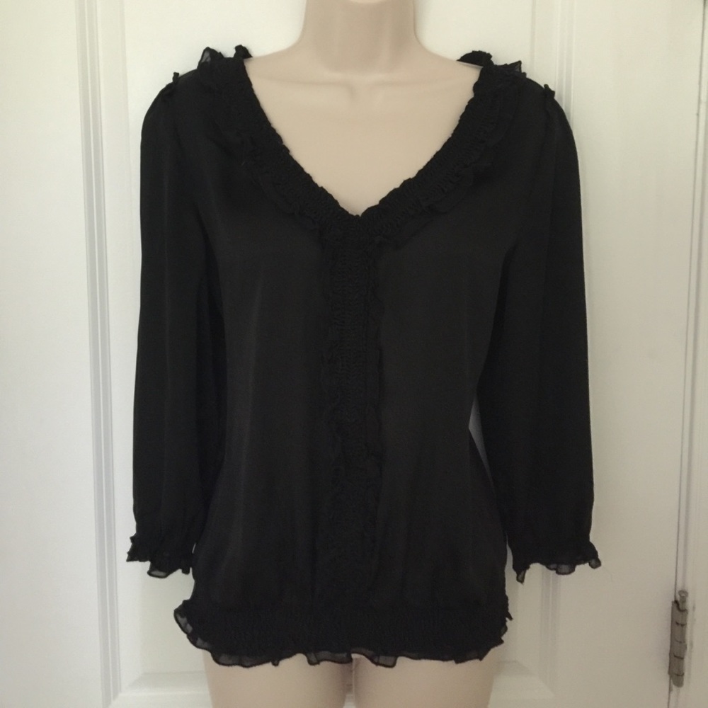 WHBM Black silky blouse sz MEDIUM