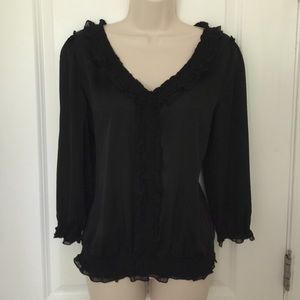 WHBM Black silky blouse sz MEDIUM