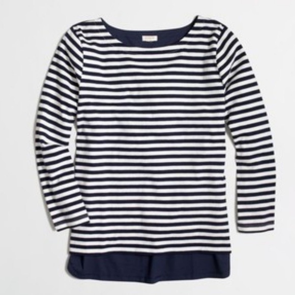 J. Crew Tops - J. Crew • Woven-back navy striped top