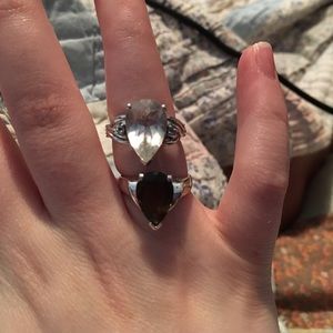 Set of two sterling silver quartz rings