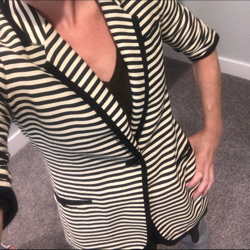Elizabeth and James camel & black striped blazer