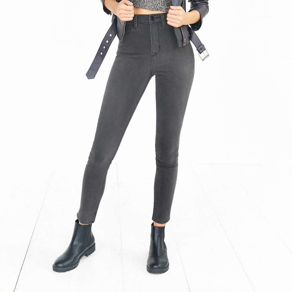 BDG super high rise twig ankle--gray, size 27w 29L