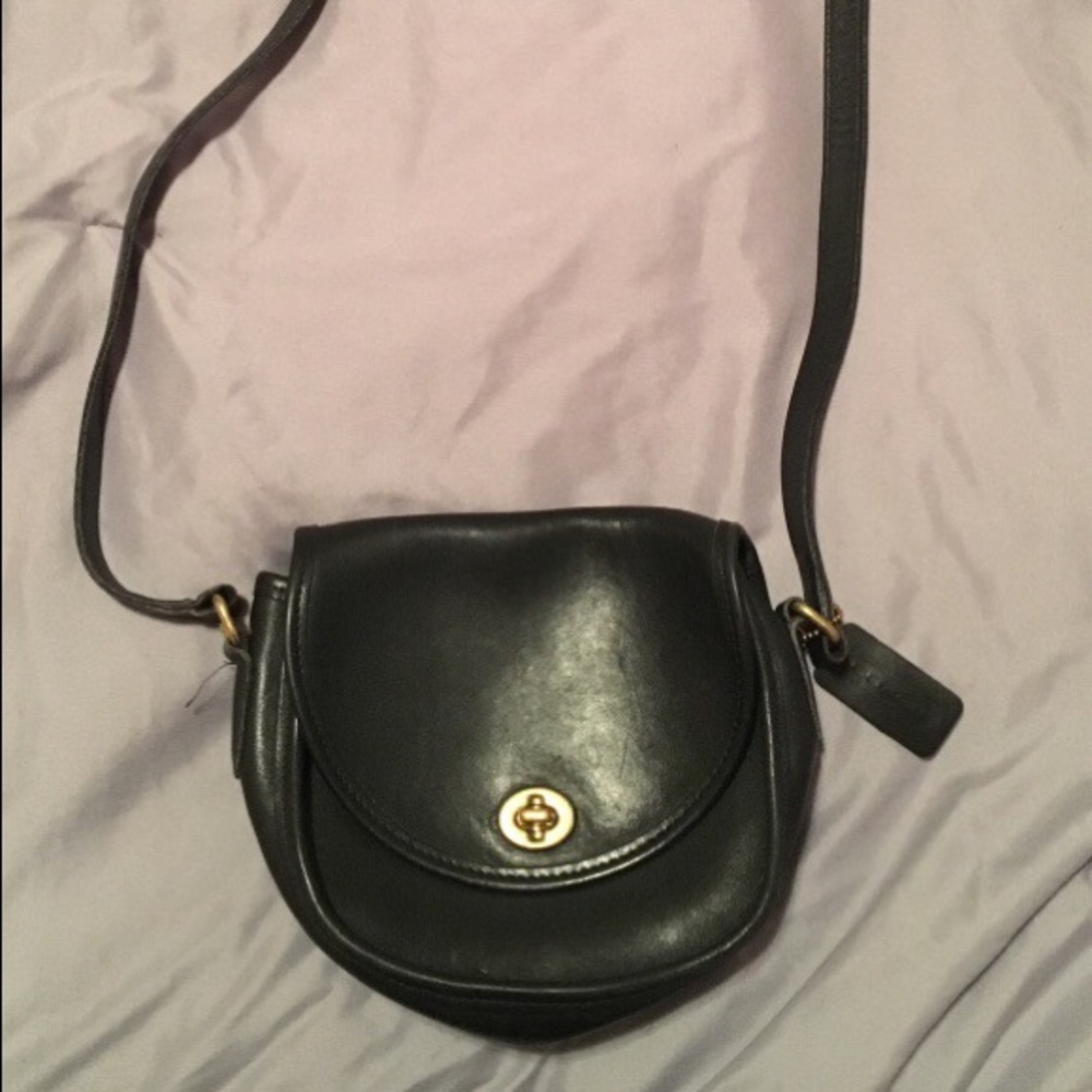 Coach black leather crossbody