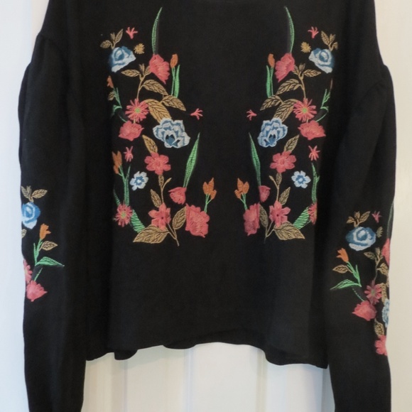 NWOT ZARA Embroidered Women's SWEATSHIRT L/XL - Picture 2 of 4