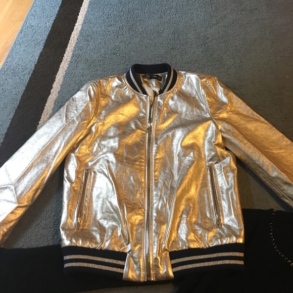 zara gold bomber jacket
