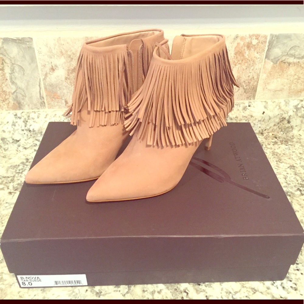 Brian Atwood suede fringe booties - NEW!