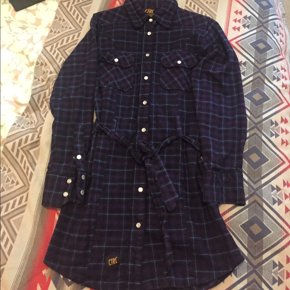Flannel button down dress