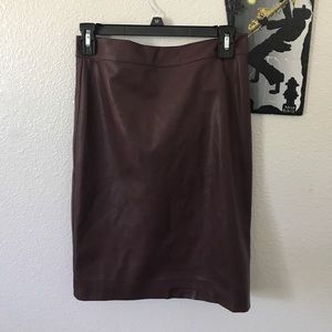 Brown pleather pencil skirt