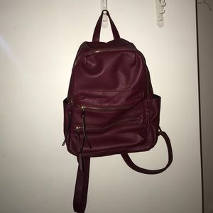 burgundy leather backpack purse