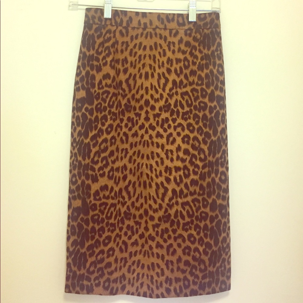 Suede Leopard Print Pencil Skirt