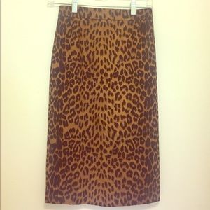 Suede Leopard Print Pencil Skirt