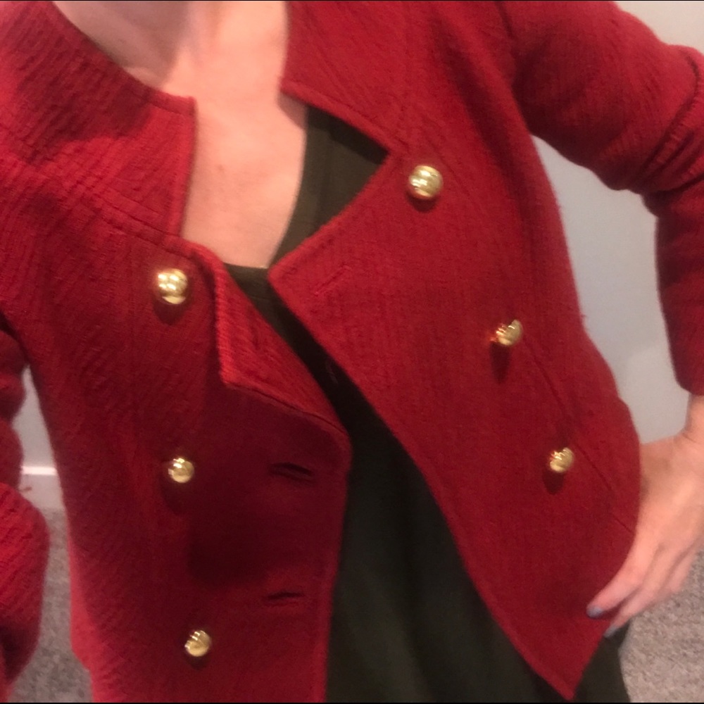 Milly NY women's red wool jacket fits like a 2-4