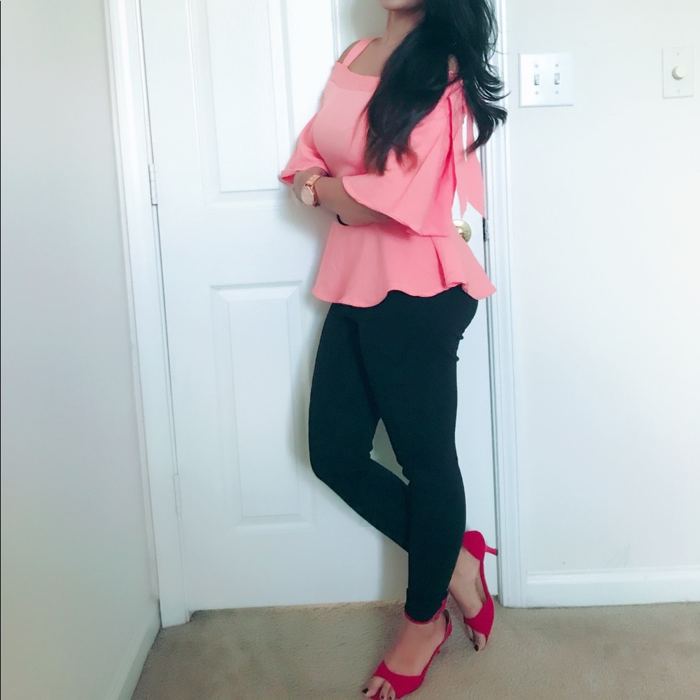 Summer special!! Offshoulder peplum coral top