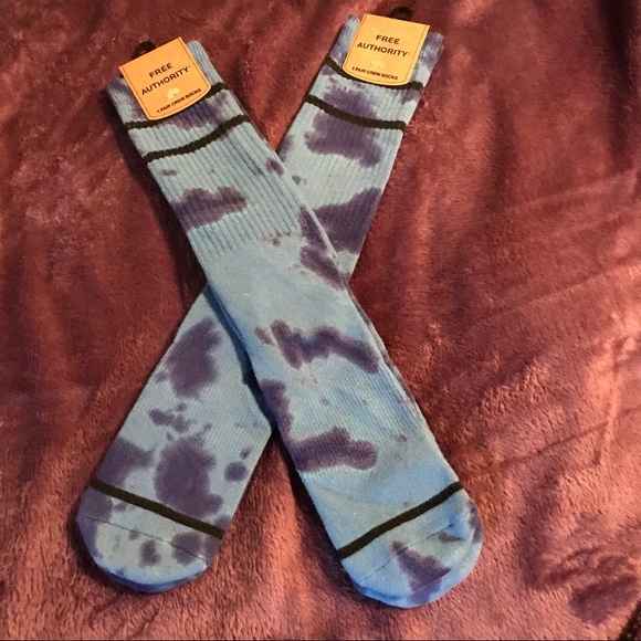 MENS tie dye tie dyed Crew Socks NWT 1 pair blue - Picture 4 of 5