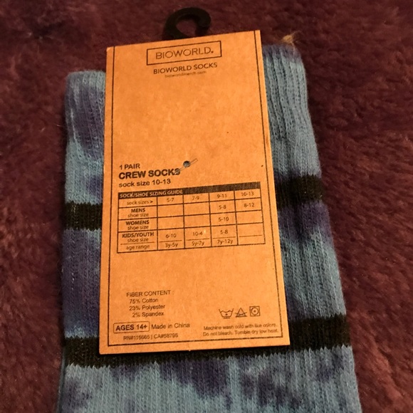 MENS tie dye tie dyed Crew Socks NWT 1 pair blue - Picture 5 of 5