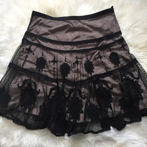 Anthropologie Floreat // Black & Nude Lace Skirt