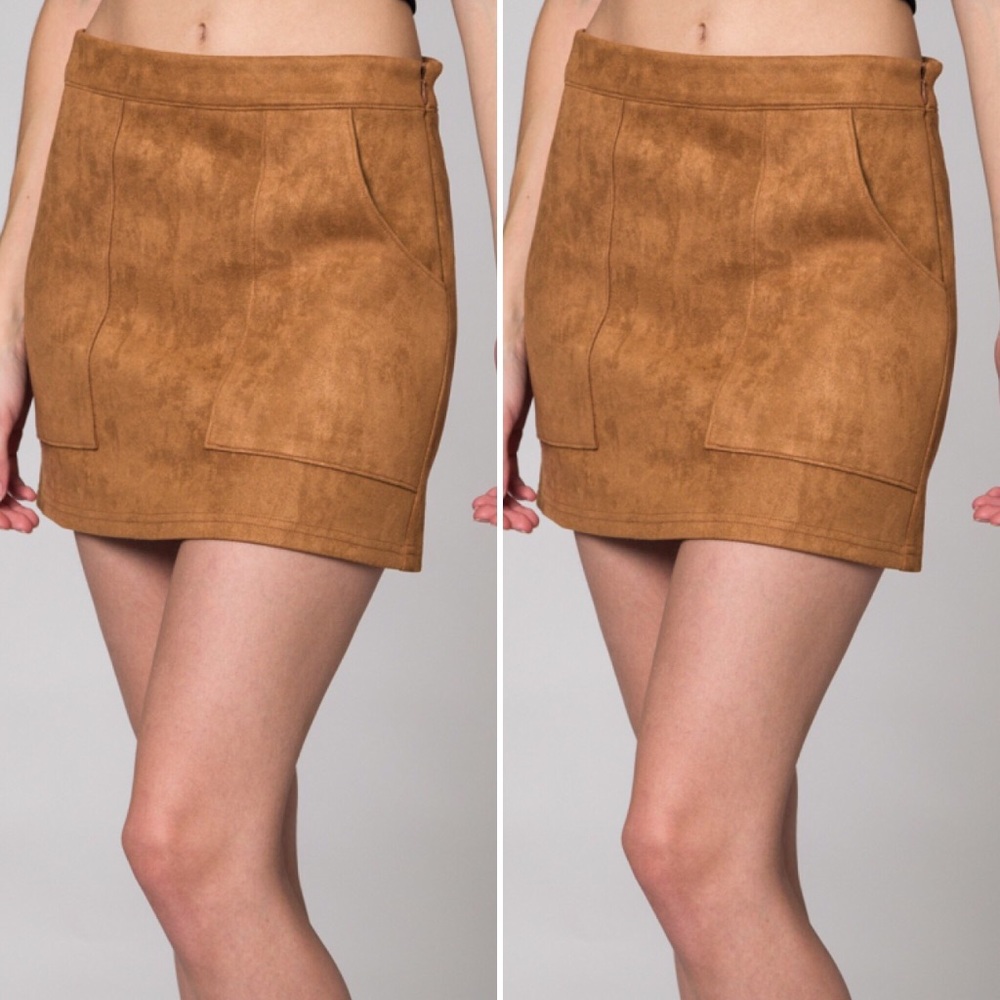 Honey Punch Suede Mini Skirt with Pockets