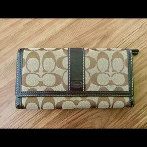 Coach Large Signature Jacquard Fabric Wallet