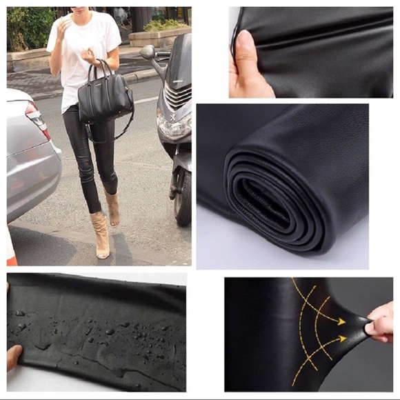 FAUX LEATHER SLICK BLACK LEGGINGS - Picture 3 of 5