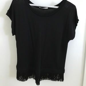Black fringe top