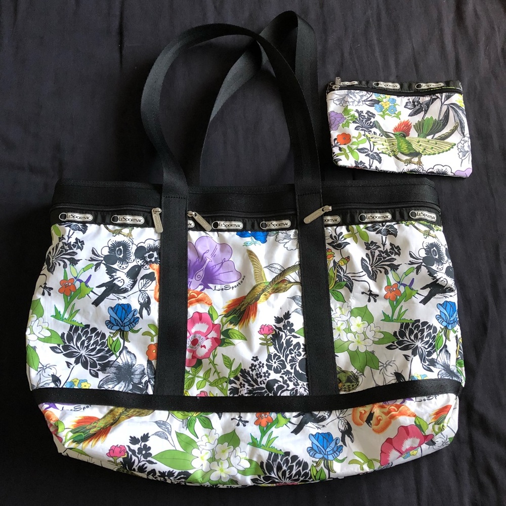 LeSportsac travel tote with matching pouch