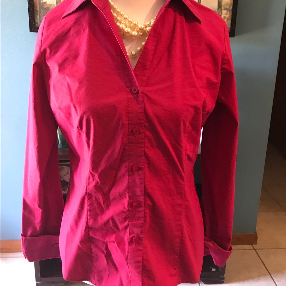 Dark Pink Button Down Blouse size 8