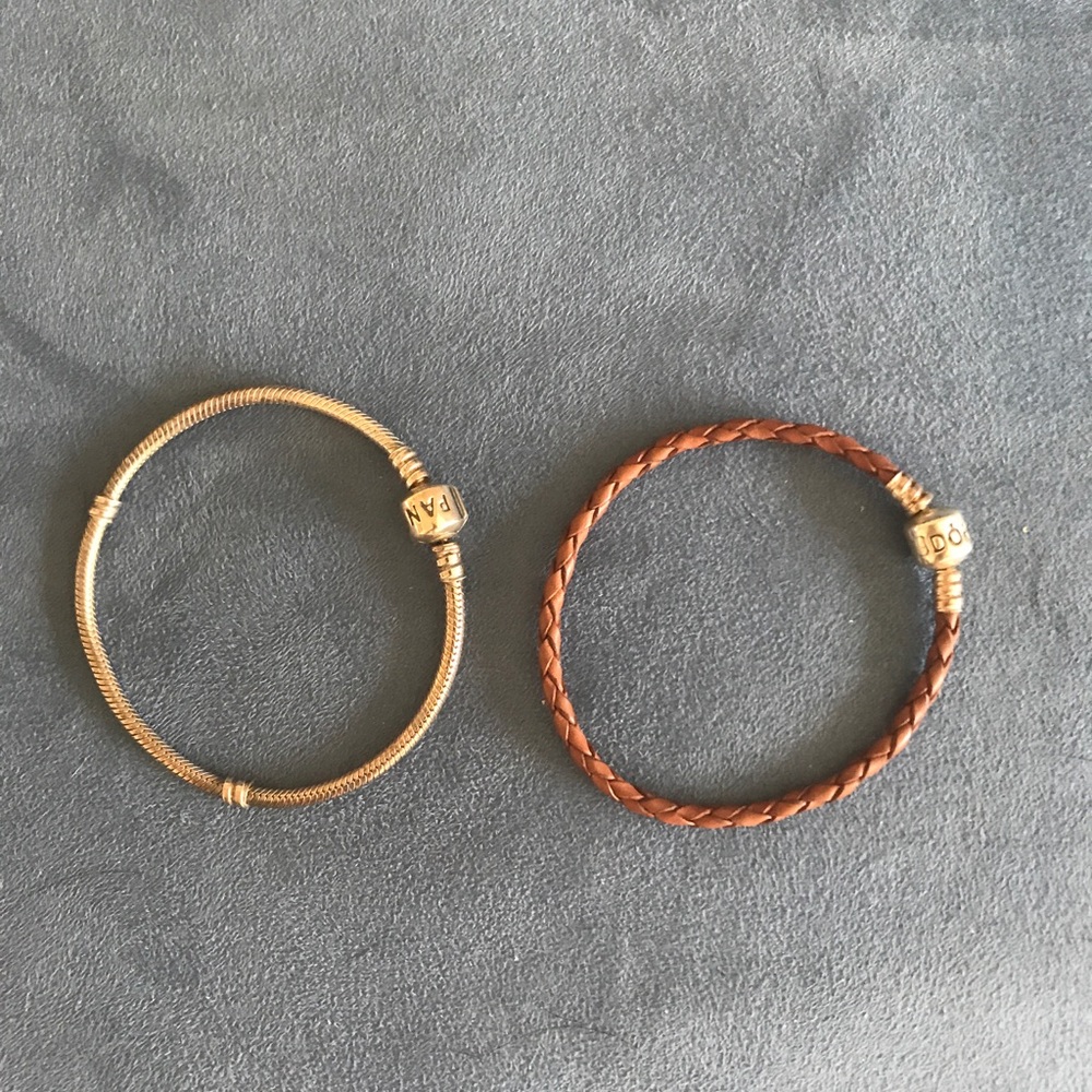 Pandora bracelet bundle- leather and silver