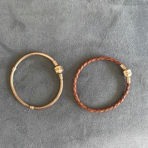 Pandora bracelet bundle- leather and silver