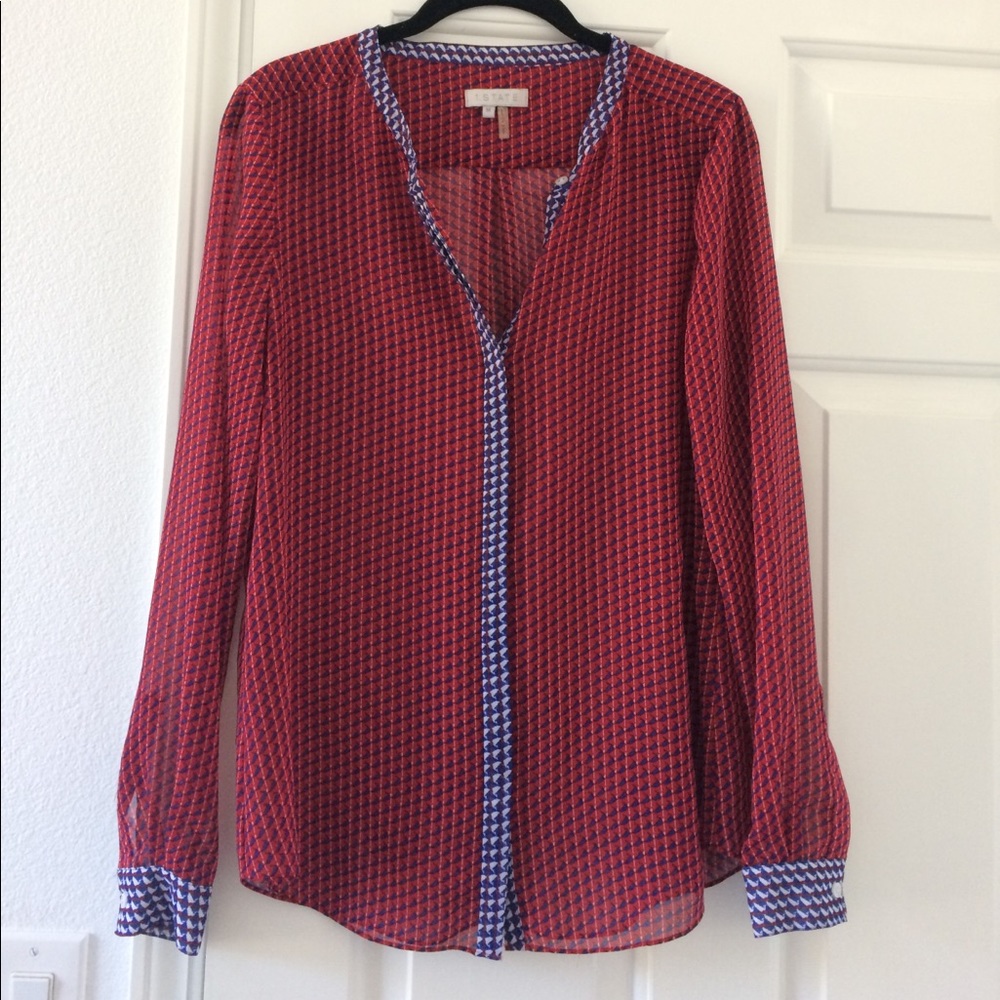 1.State Sheer Printed Button Down Shirt NWOT