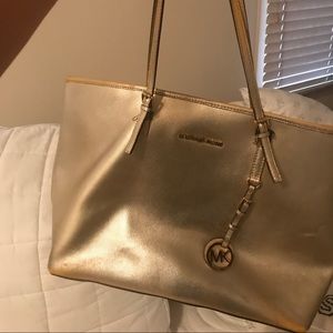 Gold metallic Michael Kors tote