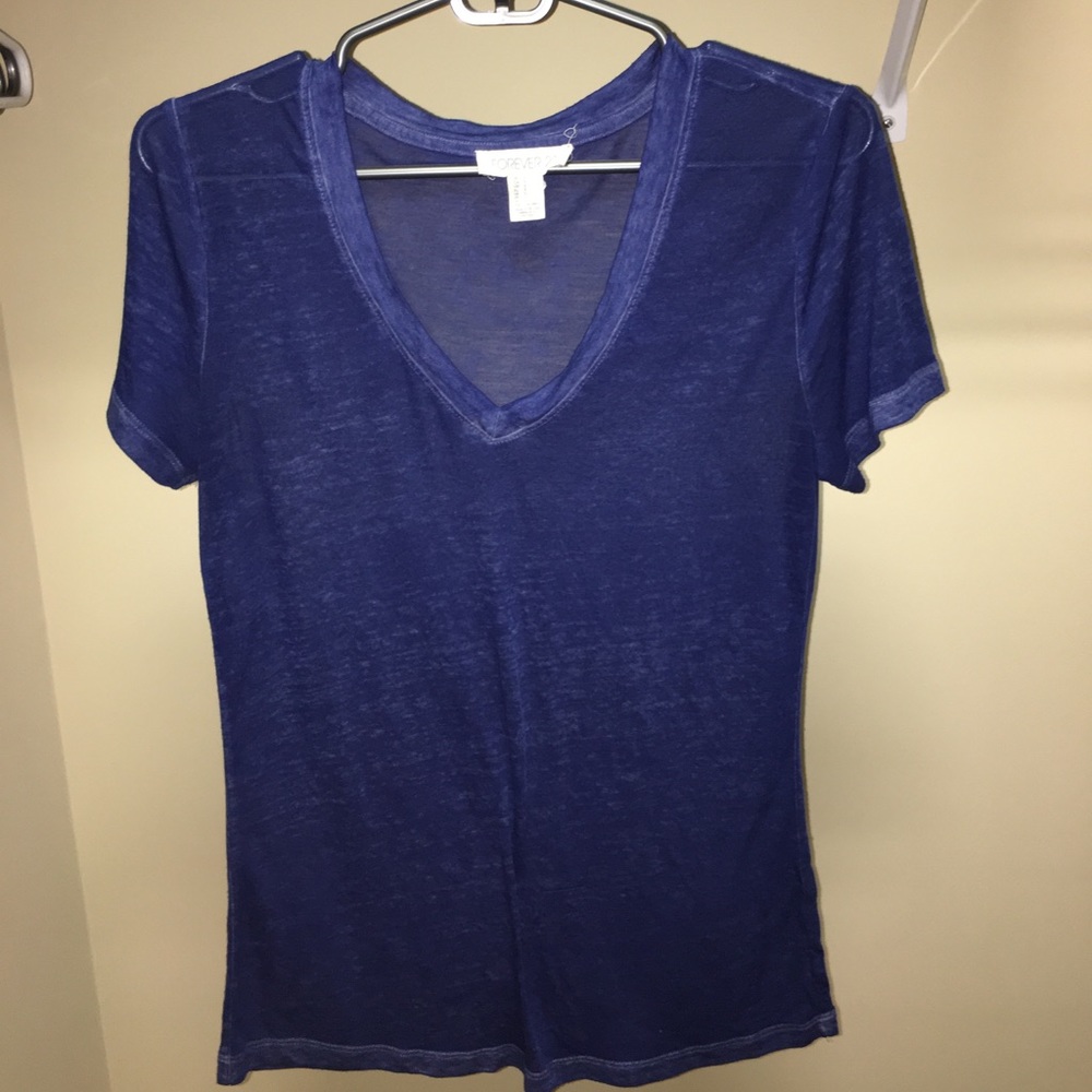 Forever 21 Blue Burnout Tee Size S