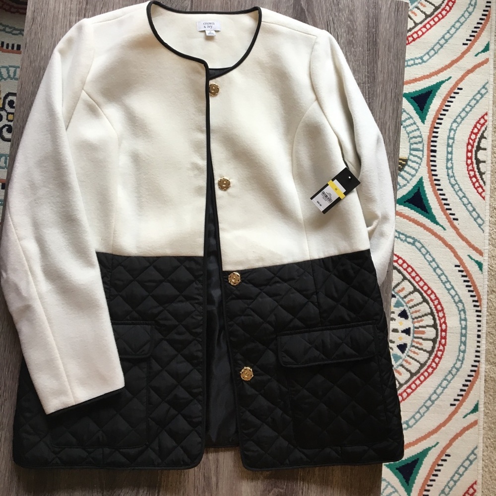 PRICE DROP: NWT Crown & Ivy Cream and Black Coat